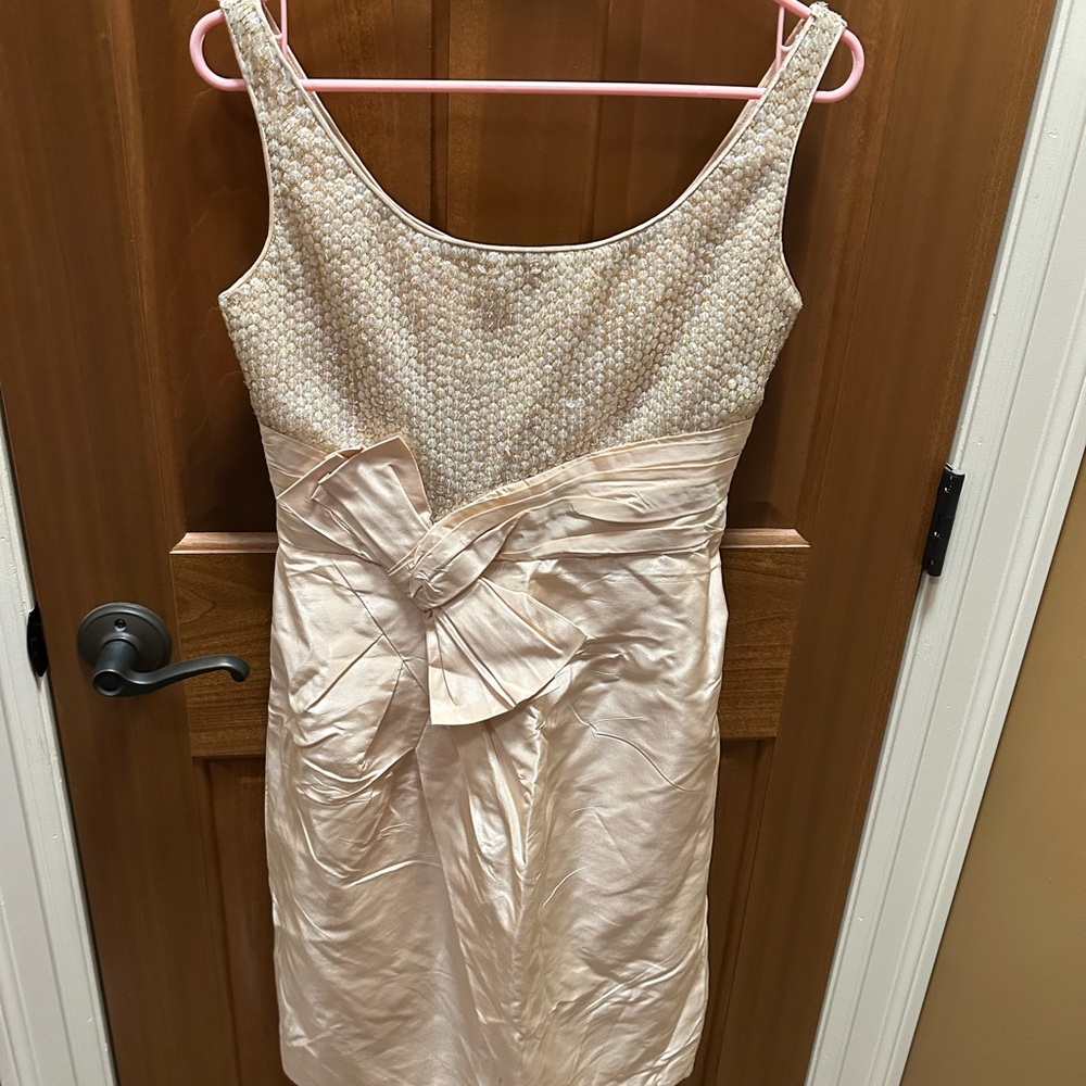 Carmen Marc Valvo Cream Sheath Mini Dress